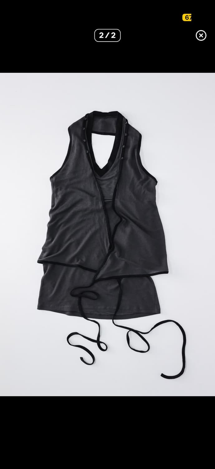 울리카상투스 Ulika Sanctus 홀터 랩 슬리브리스 챠콜 상품이미지1