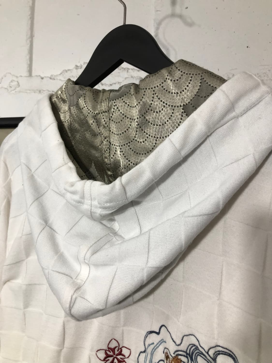 카라쿠리 타마시 체커보드 koi 자수 후디 상품이미지8