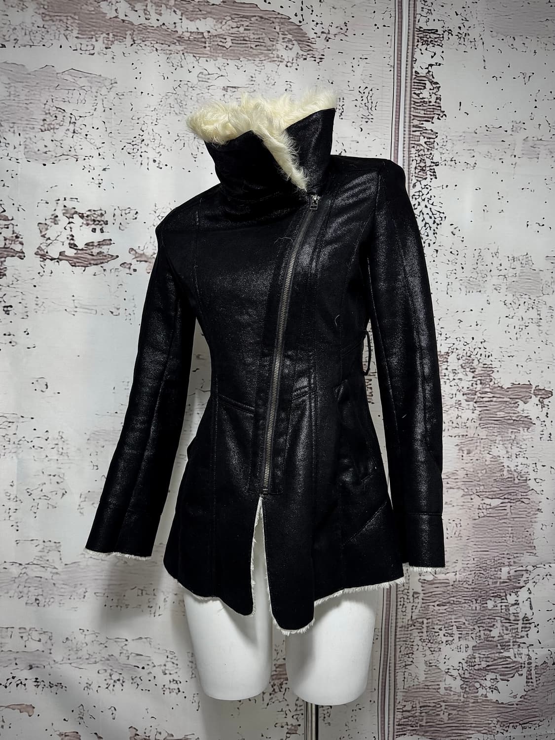 Black long shearling jacket 상품이미지1
