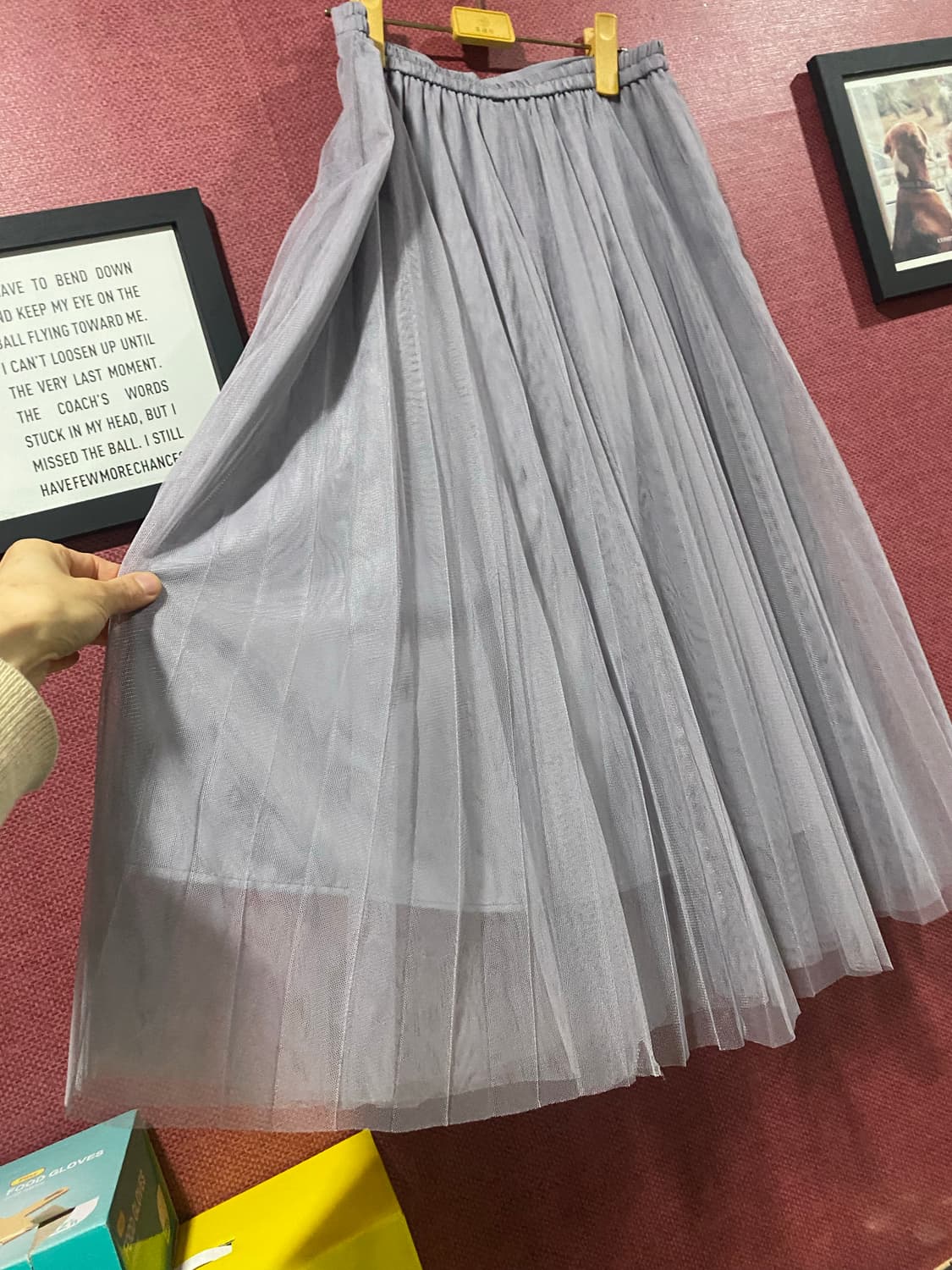 회색 롱 샤 스커트 상품이미지3