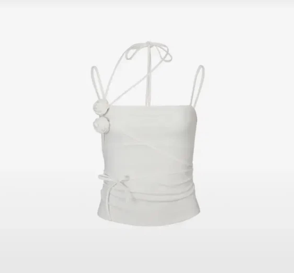 페인오어플레져 로즈 코사지 슬리브리스 화이트 상품이미지1