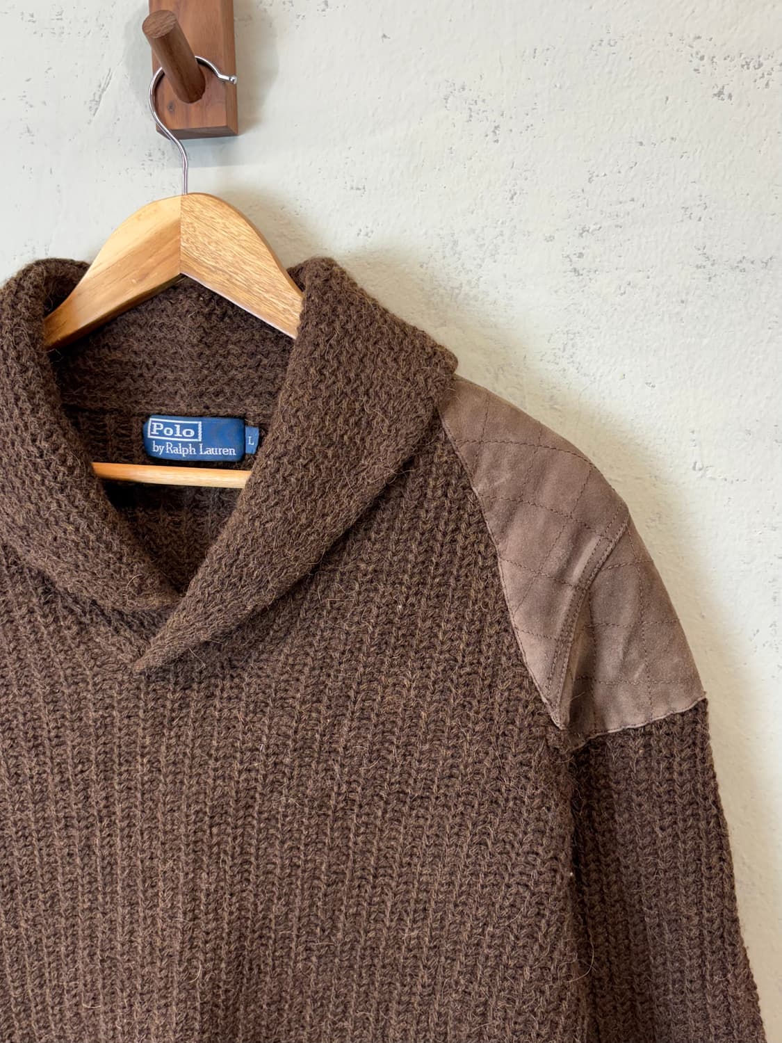 폴로랄프로렌 헤비울 브라운 숄카라 니트 상품이미지3