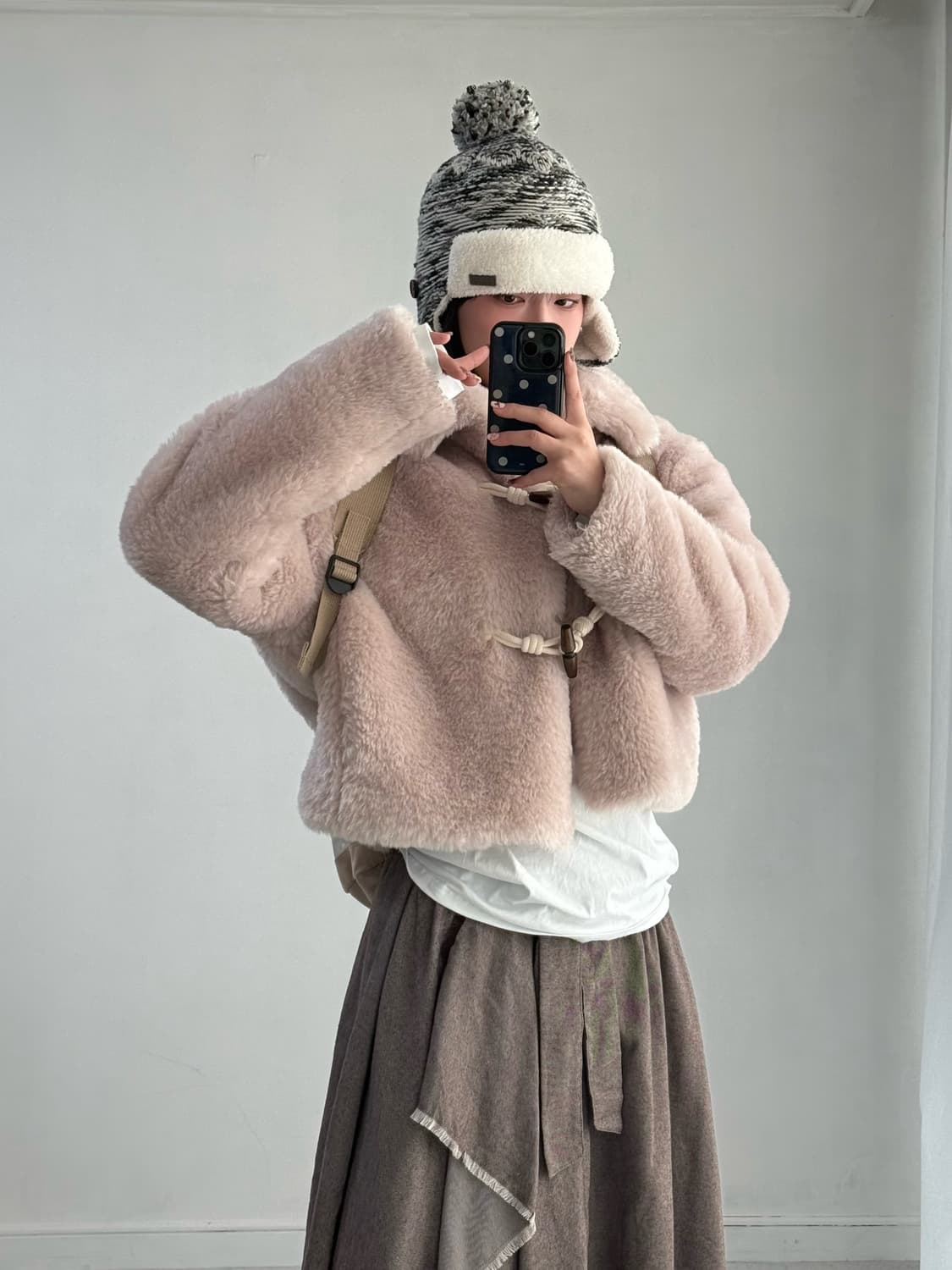 빈티지 떡볶이 크롭 퍼 자켓 상품이미지4