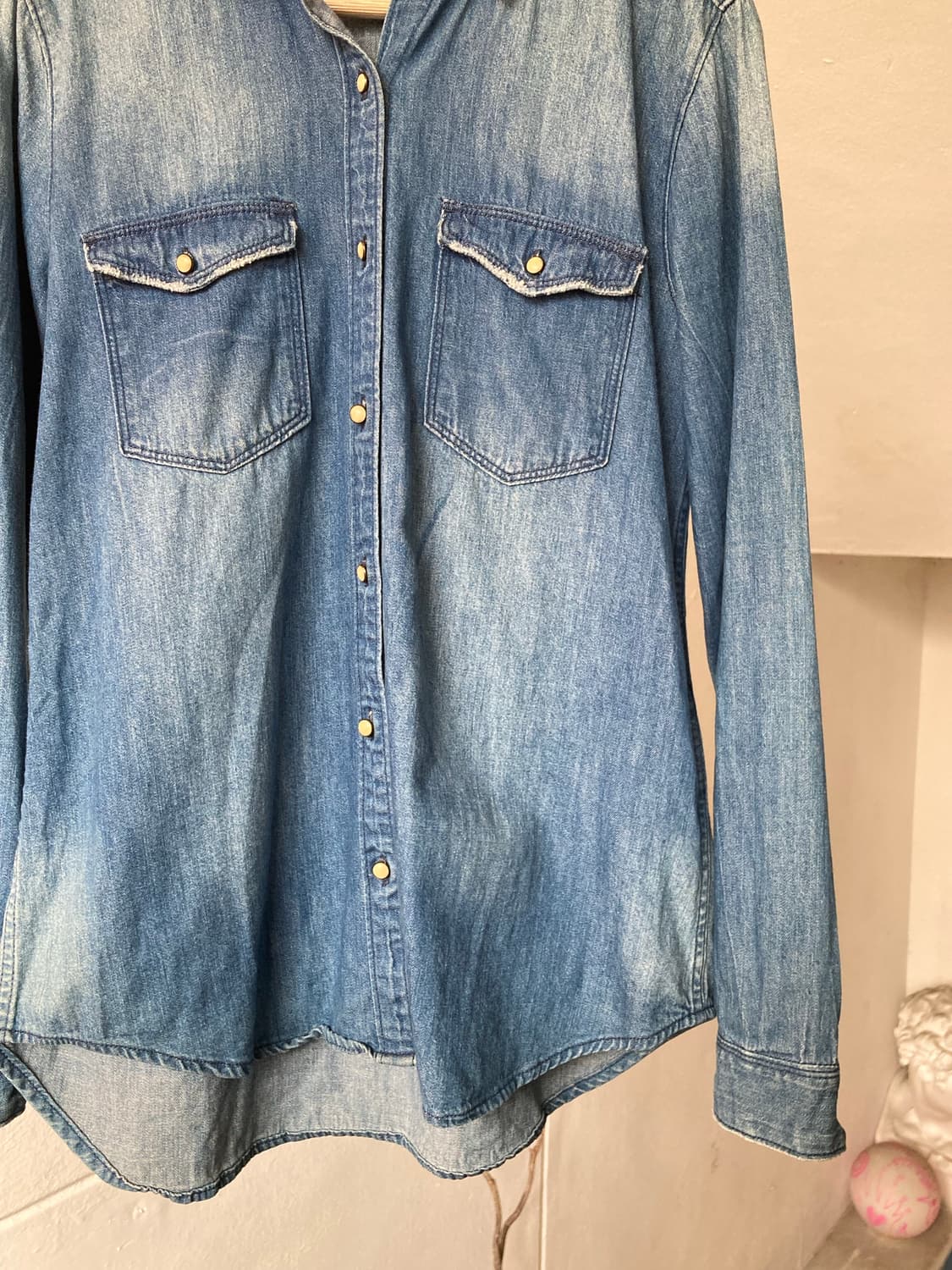 단추 포인트 웨스턴 데님 셔츠 상품이미지3