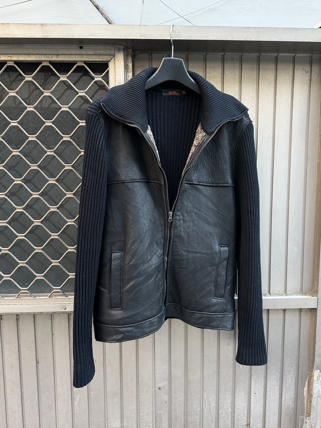 ZARA MAN genuine leather fur knit zip up 상품이미지1