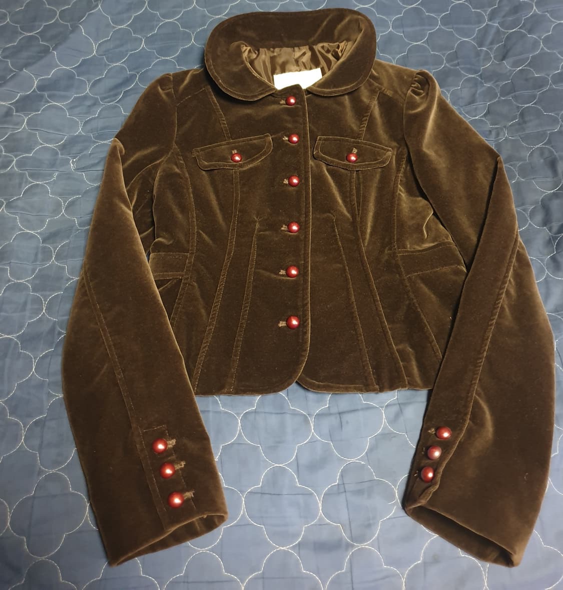 (빈티지) TAMNA 런던 벨벳 크롭 럭셔리 자켓 다크브라운 (M) 상품이미지1