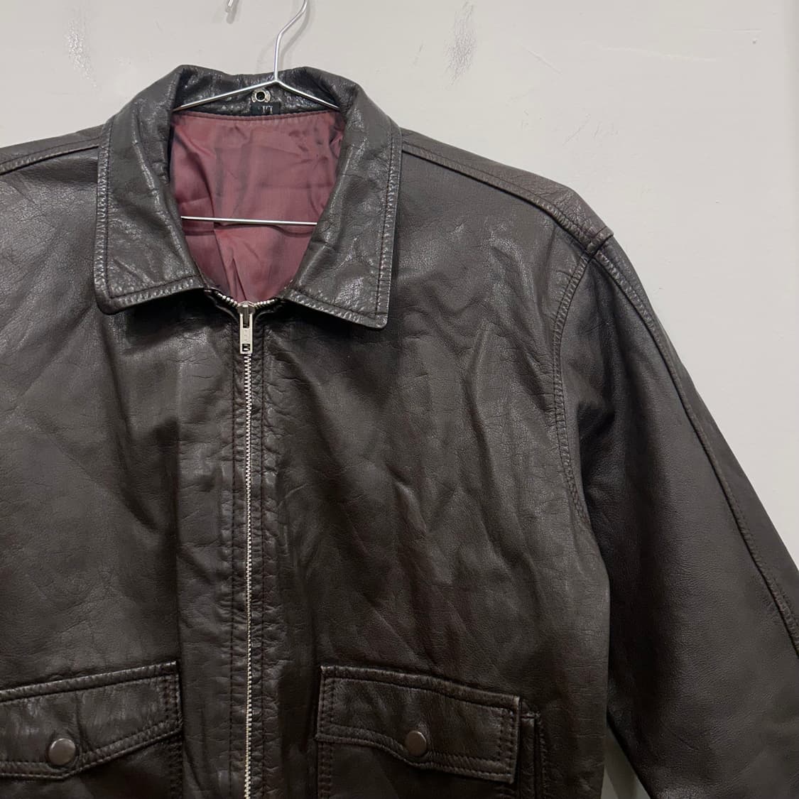 핸드메이드 소가죽 집업 레더 크롭 봄버자켓 상품이미지1