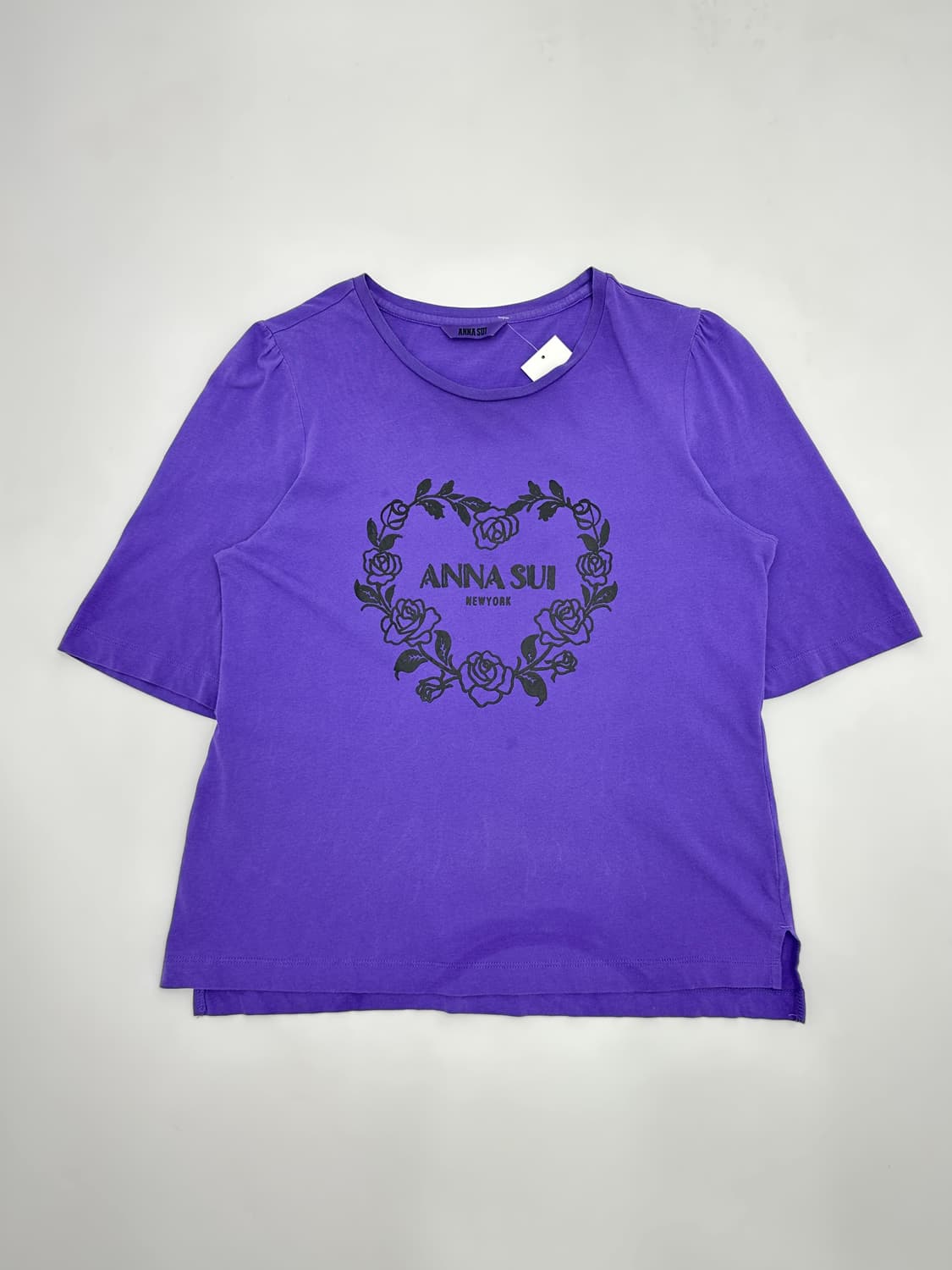 Anna sui 안나수이 장미 프린팅 로고 퍼프 반팔티 상품이미지1