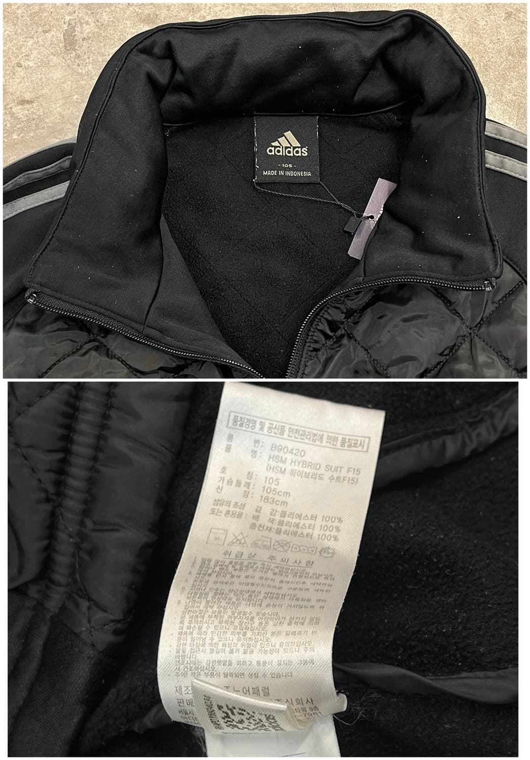 아디다스 퀄팅 기모 져지 블랙 105 #csz2194 상품이미지5