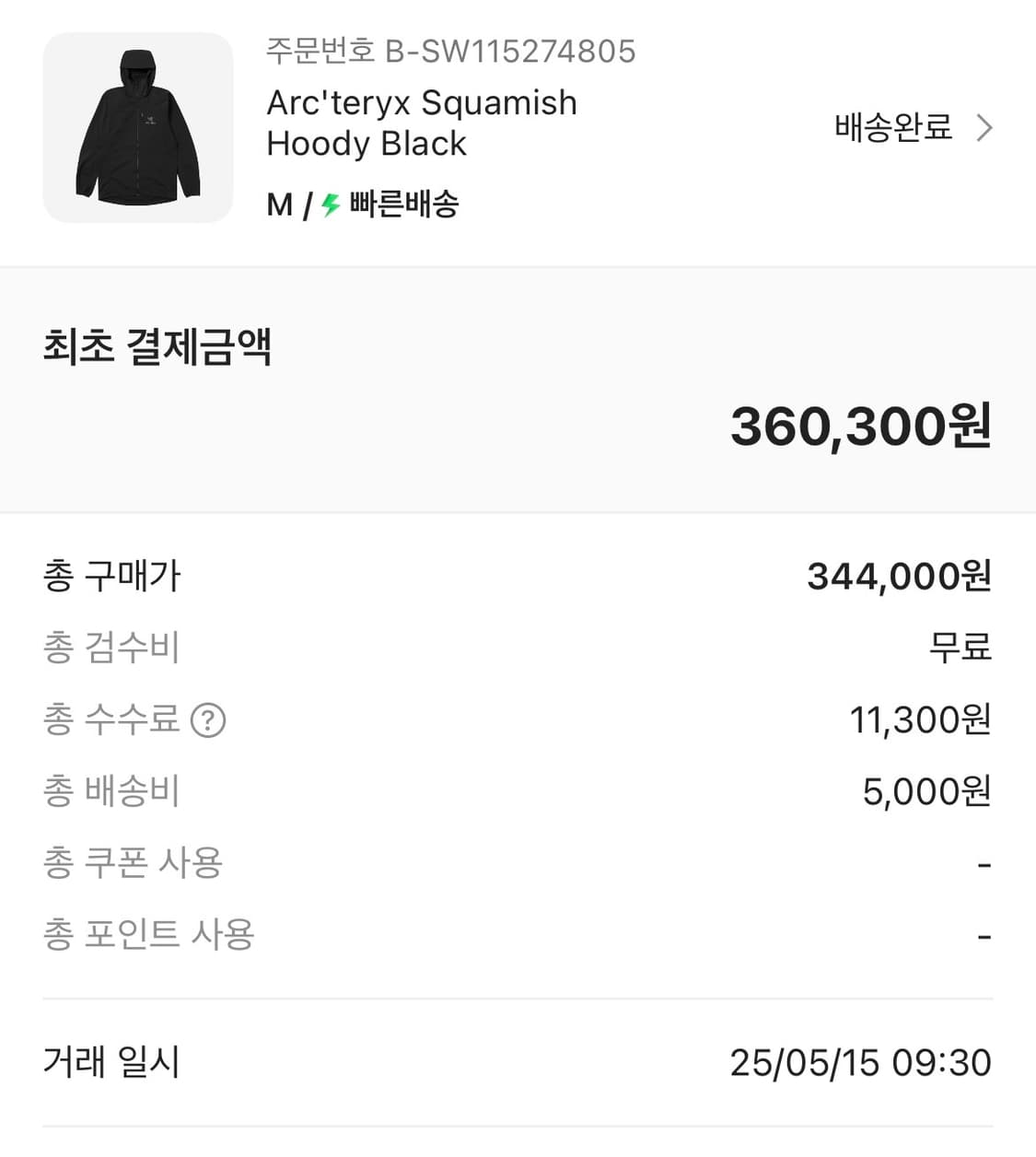 아크테릭스 스쿼미시 후디 블랙 [M] 상품이미지4