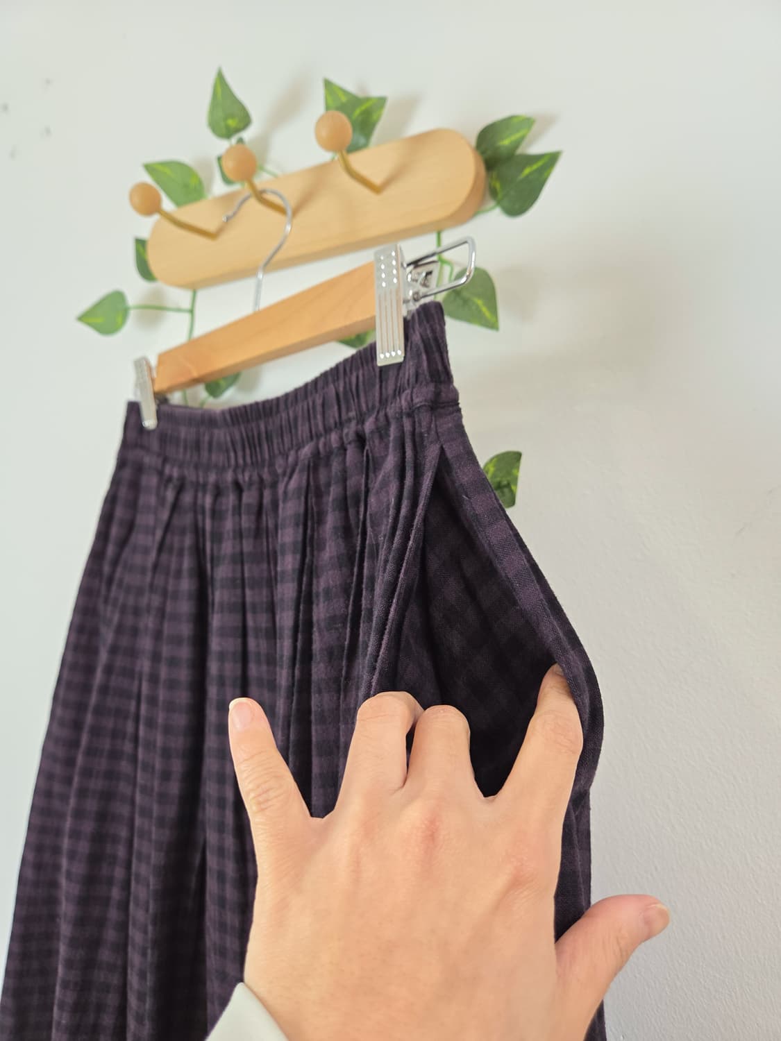 sm2 보라 체크 롱스커트 상품이미지4