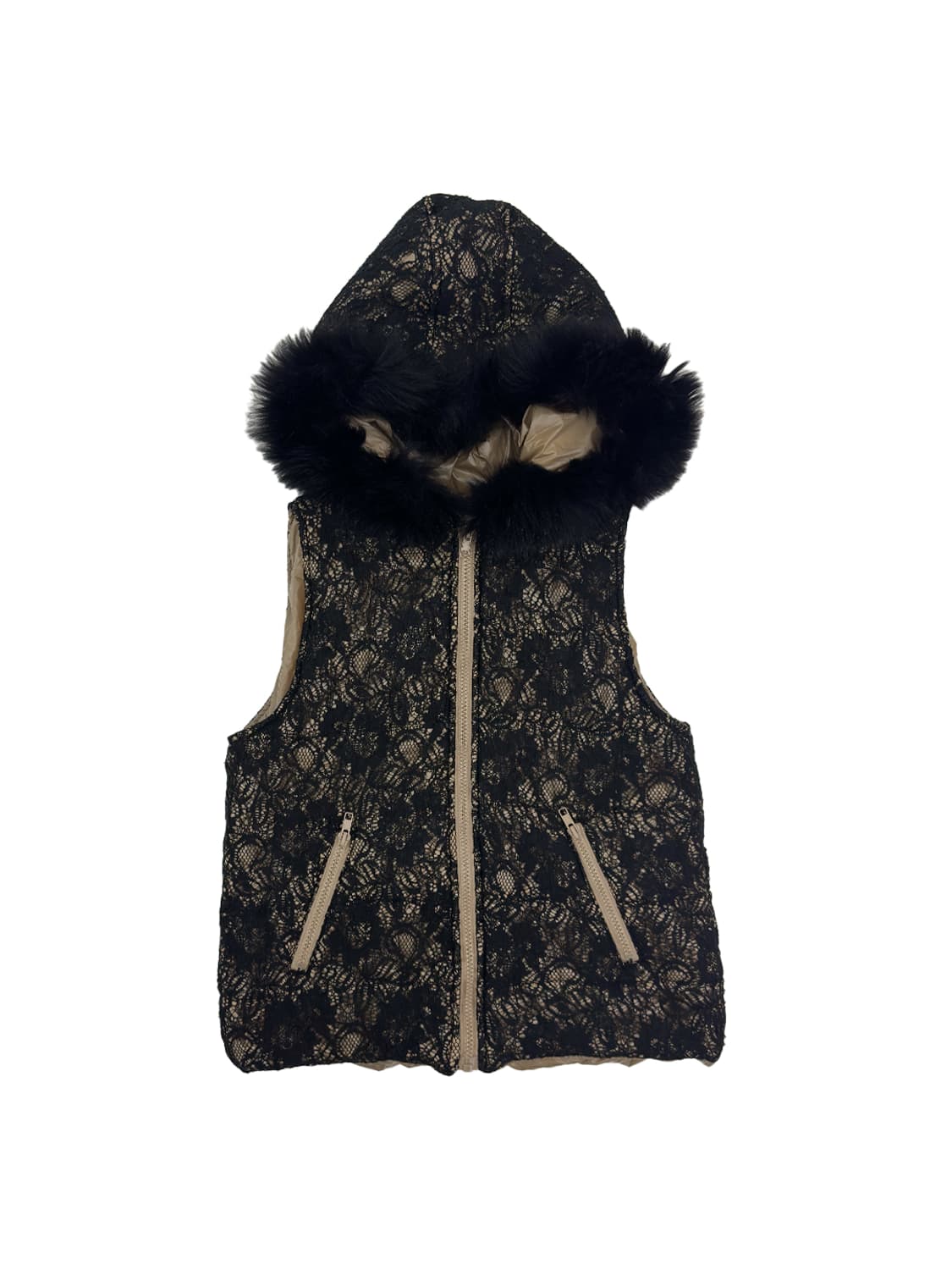 L’Atelier Faux Fur Trim Lace Vest 상품이미지1