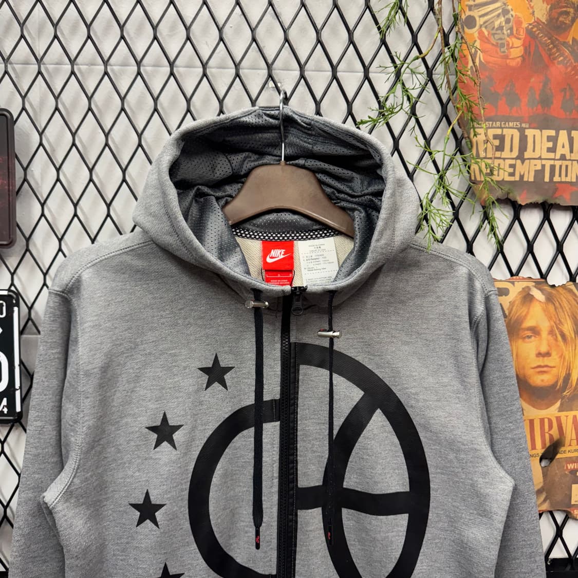 나이키 에어 후드 집업 전면 에슬레틱 빅로고 포인트 그레이 상품이미지3