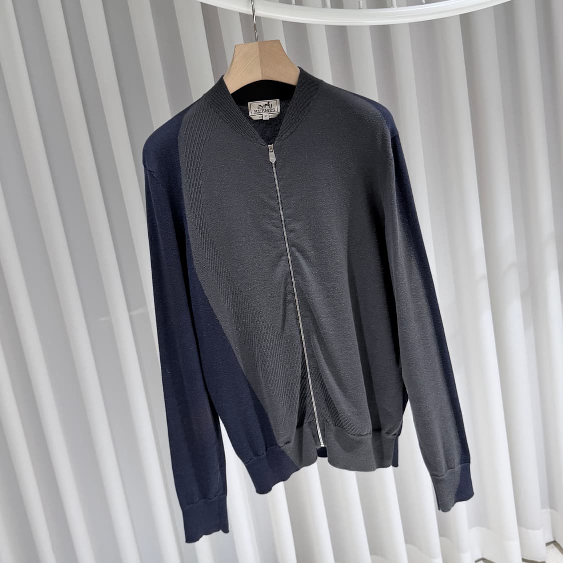 (A+/M) / 에르메스 캐시미어 니트 집업 그레이 네이비 상품이미지3