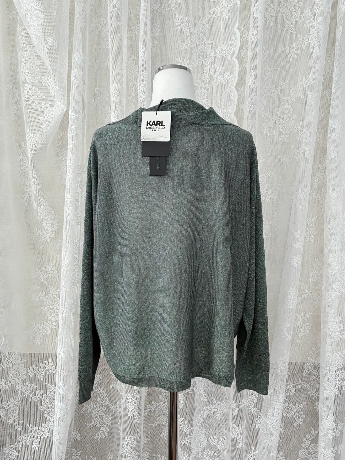 S) 새상품 칼라거펠트 글리터 니트 그린 상품이미지3