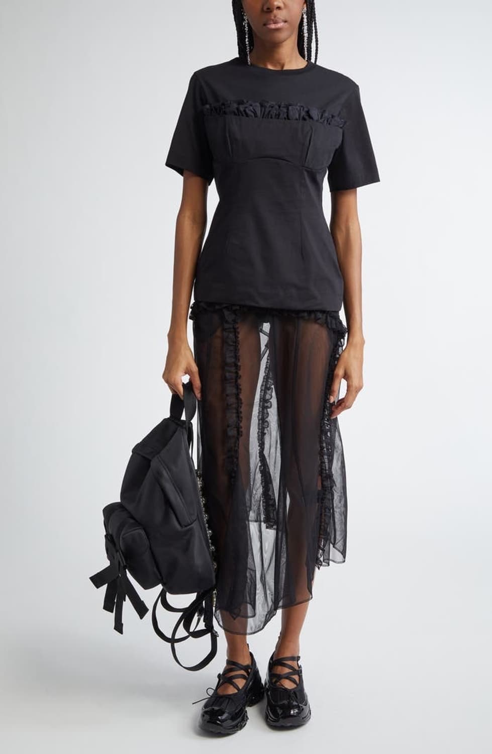 [S,M]시몬로샤 Balconette 러플 탑/블랙 상품이미지2