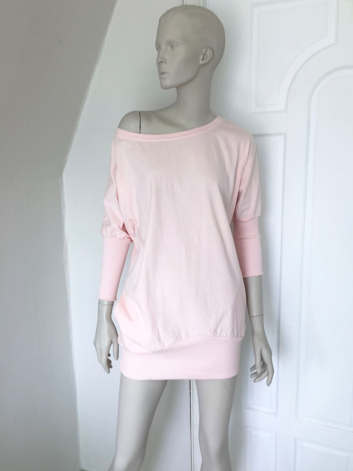 Baby Pink Wide Neck Mini Dress 상품이미지1