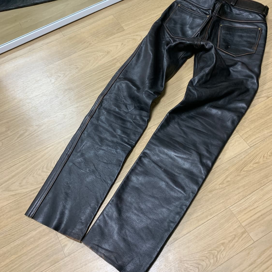 29)할리데이비슨 브라운 소가죽 팬츠 상품이미지3