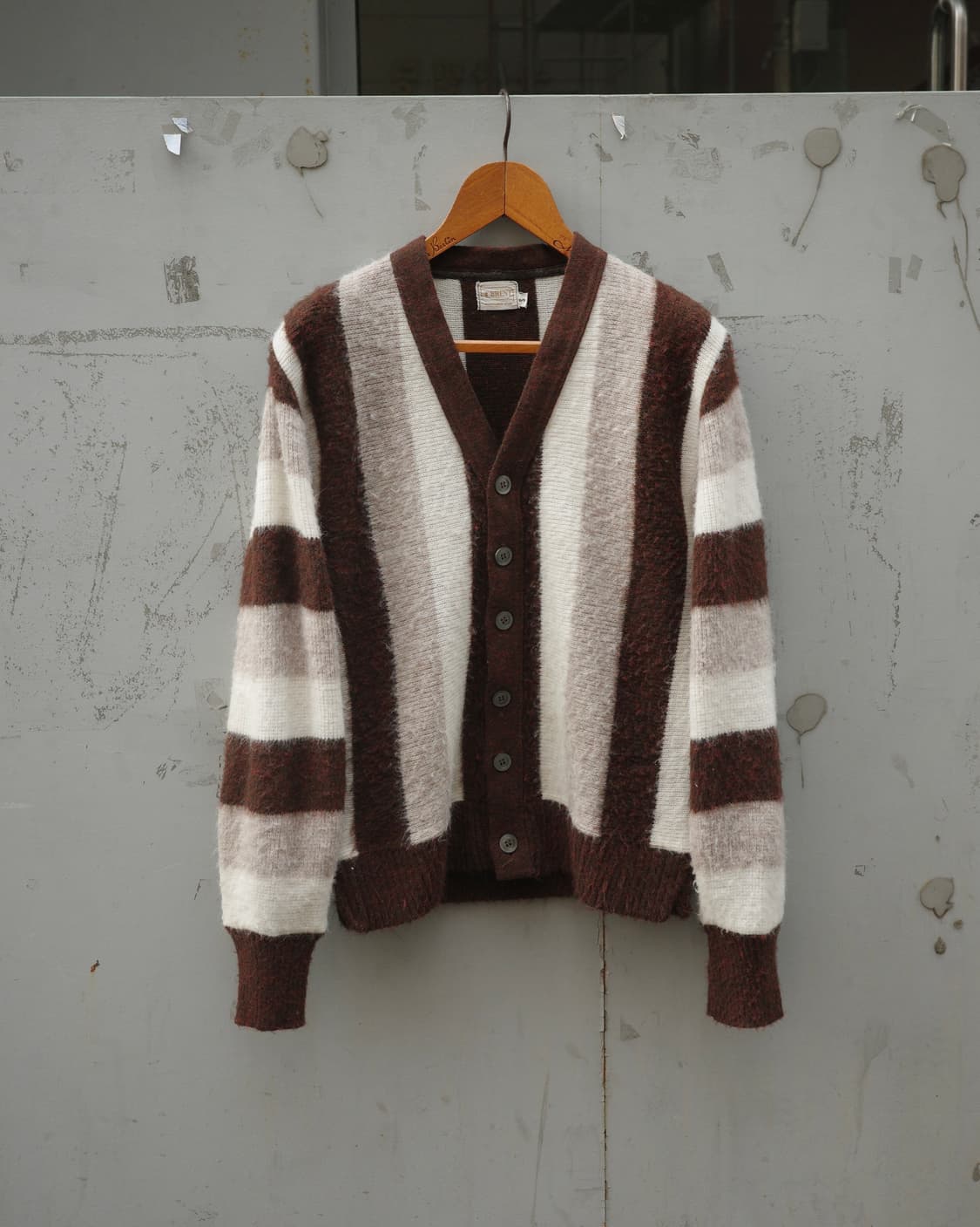 70s brent 스트라이프 헤어리 퍼지 가디건 상품이미지1