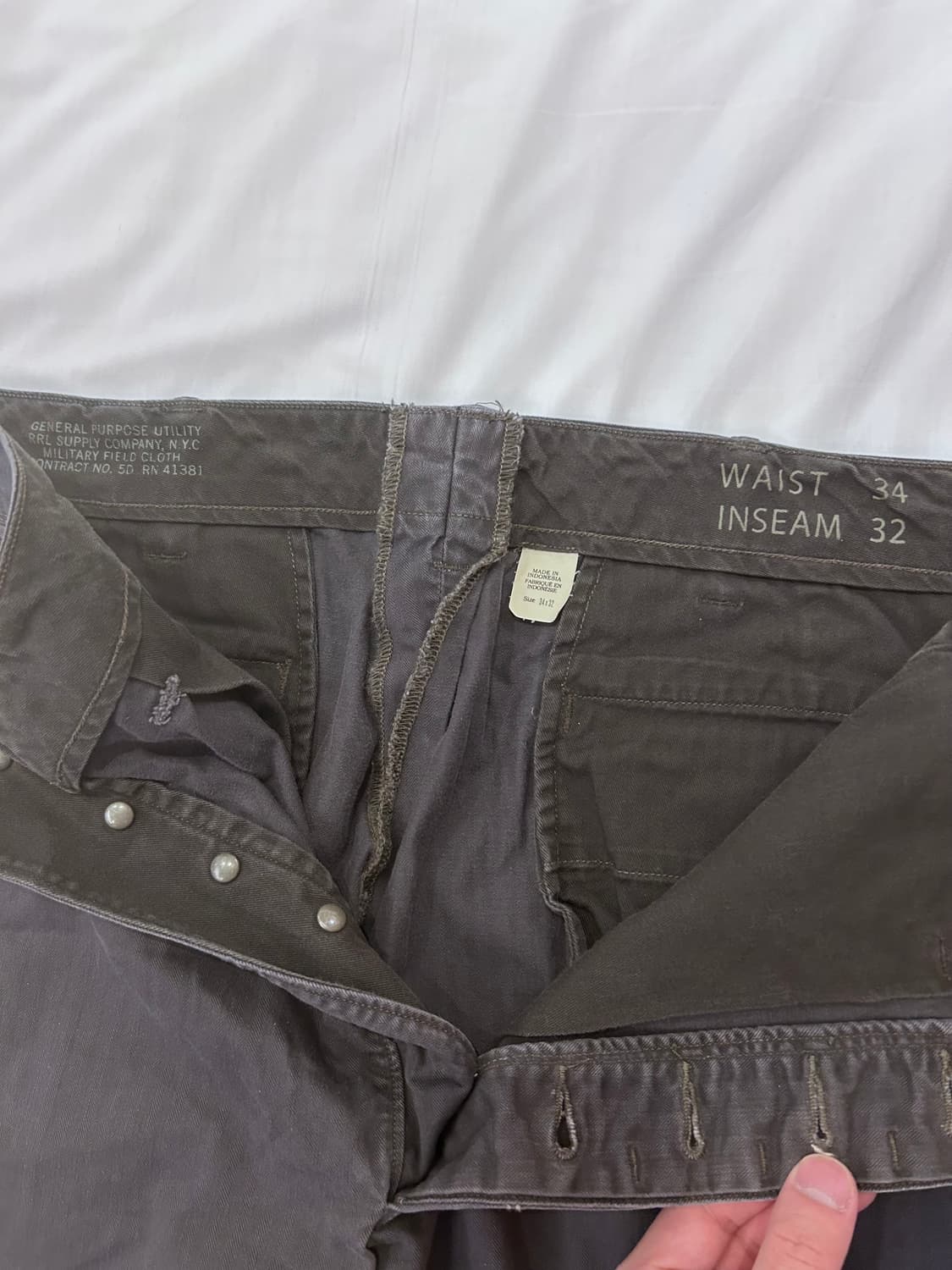 RRL 가먼트 다이 해링본 팬츠 블랙 34x32 상품이미지3