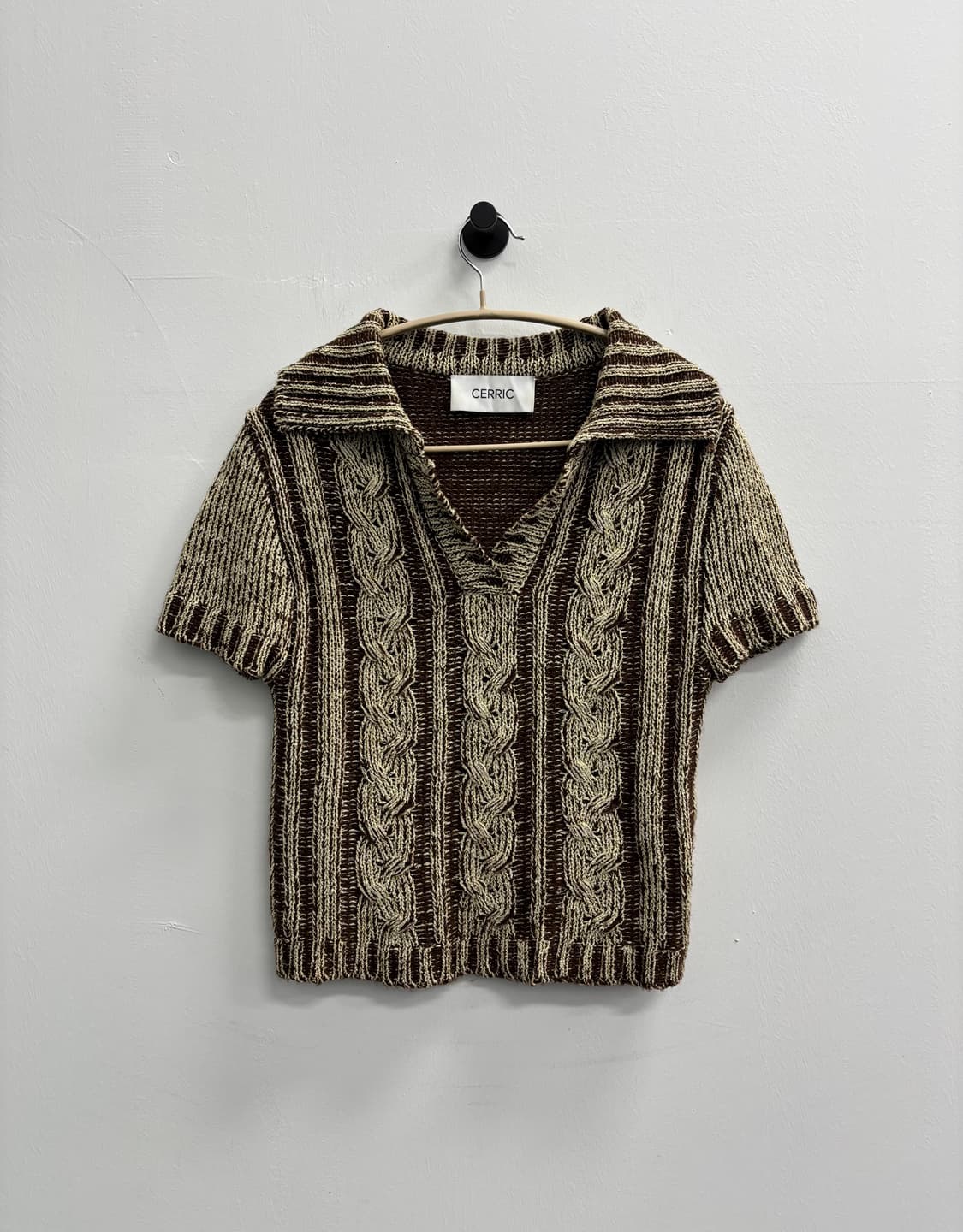 CERRIC(세릭) 케이블 칼라 반팔 니트 상품이미지1