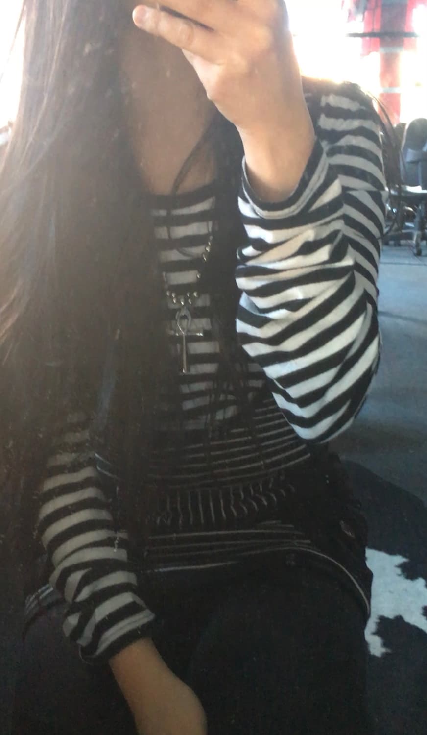 멜빵 스트라이프 포켓 스커트 상품이미지2