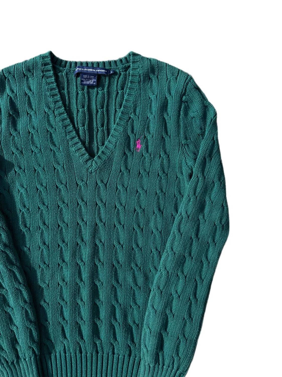 PRL cotton cable vneck sweater 상품이미지3