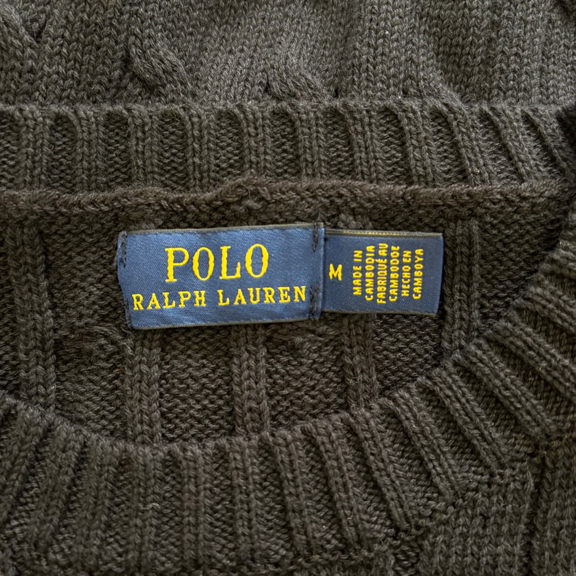 M 폴로랄프로렌 여성용 블랙 케이블 반팔 니트 상품이미지4