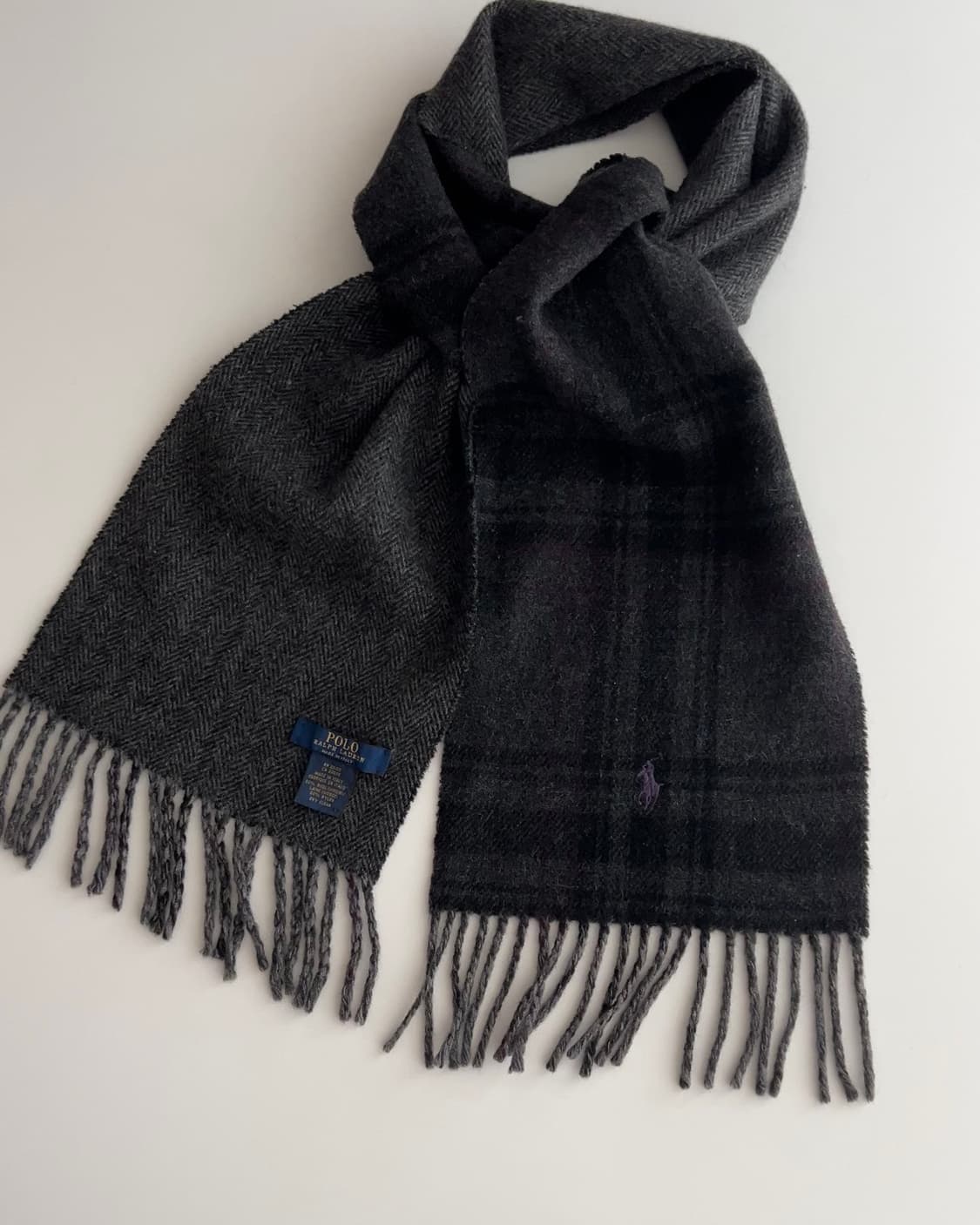 폴로 랄프로렌 빅체크 헤링본 울 혼방 리버시블 머플러 상품이미지2