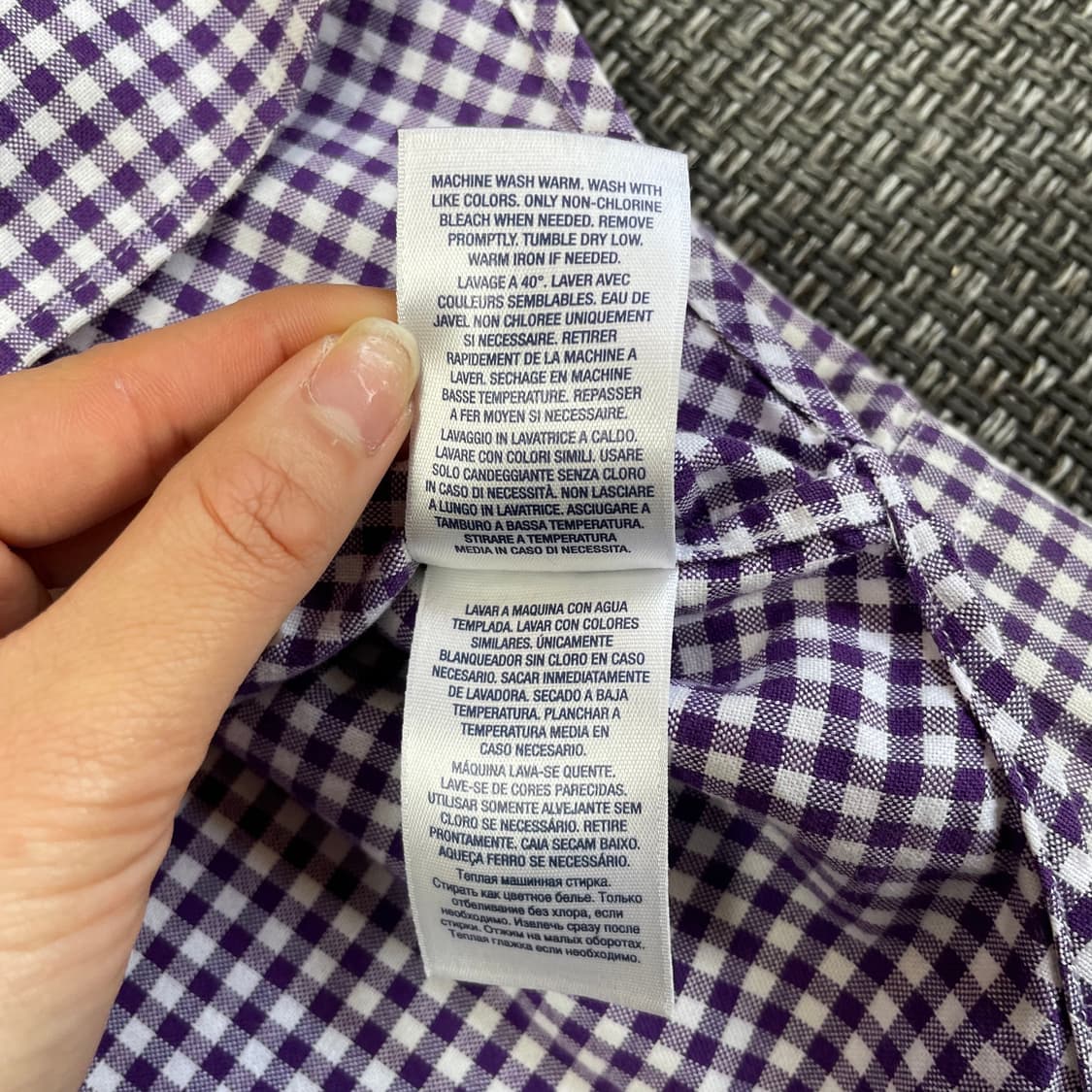 폴로 랄프로렌 퍼플 깅엄체크 긴팔 셔츠 L(14-16) 상품이미지6