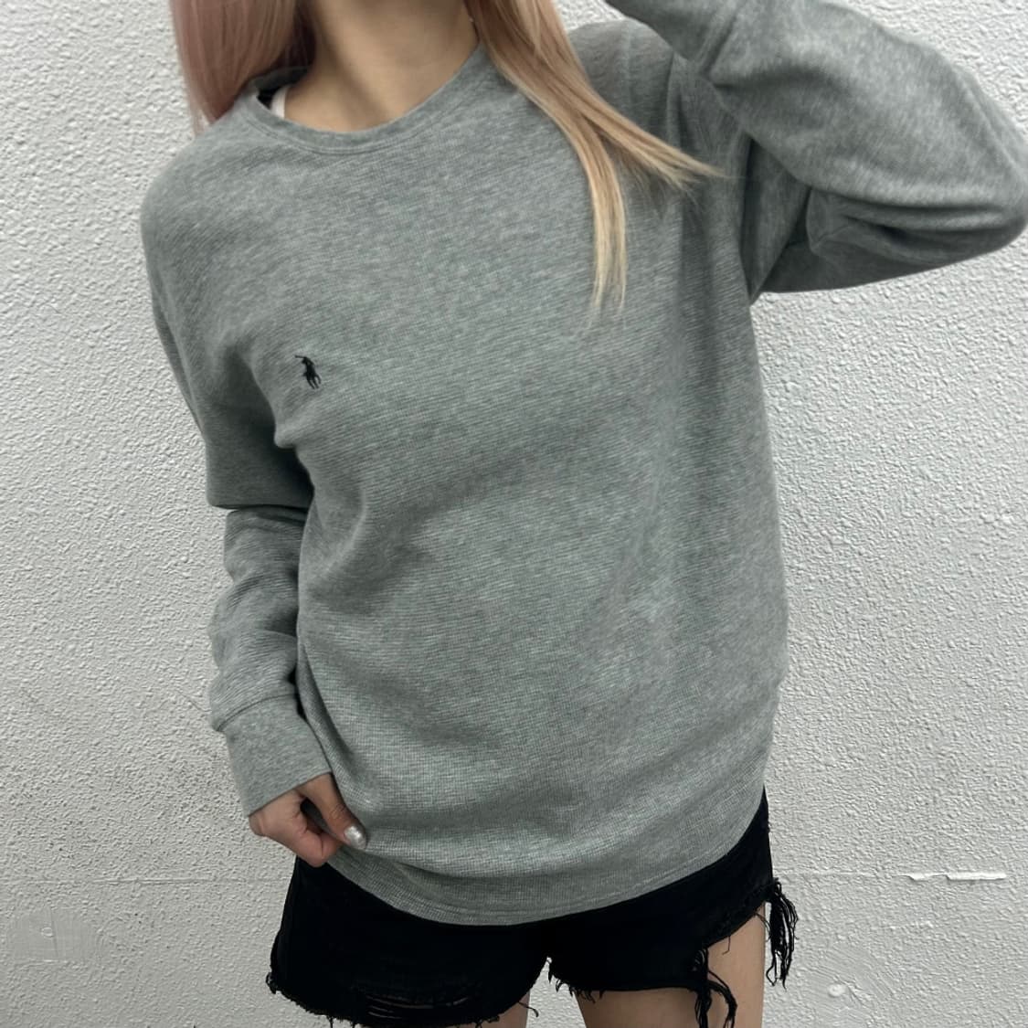 폴로 랄프로렌 블랙포니 그레이 와플 롱슬리브 M 상품이미지1