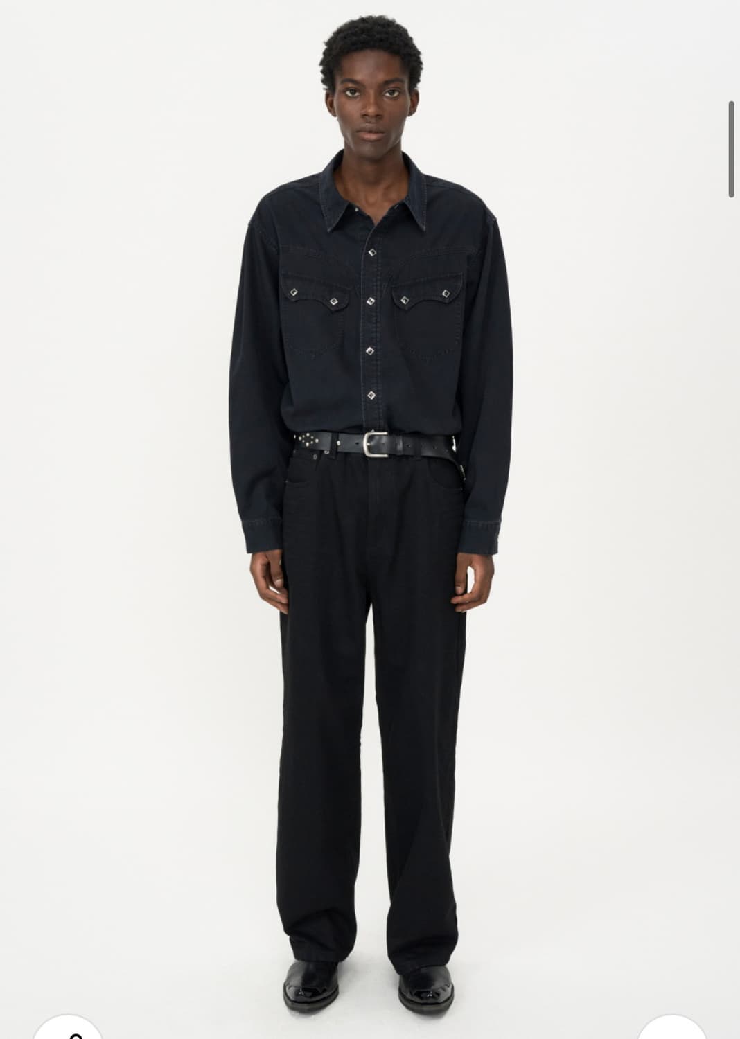 인사일런스 워시드 데님 웨스턴 셔츠 WASHED BLACK L사이즈 상품이미지3