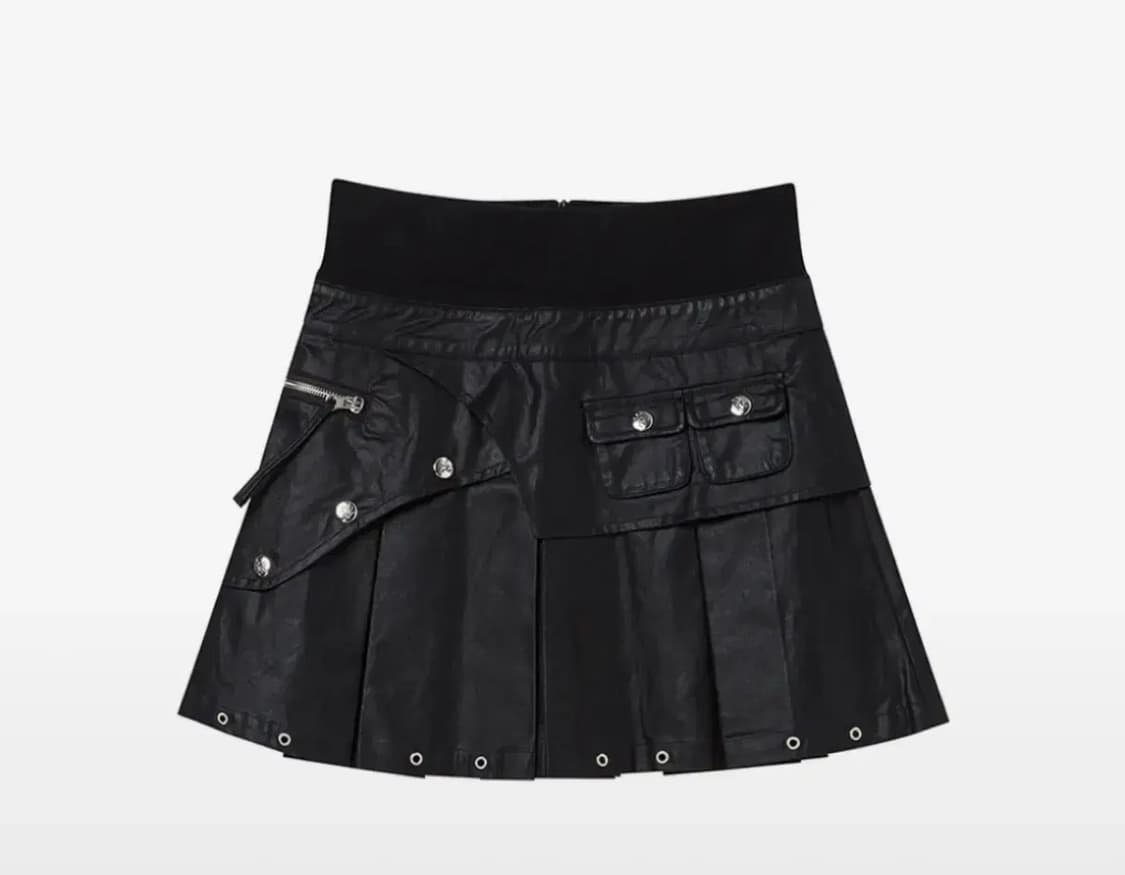 당일배송) 엔와이엑스엑스 nyxx 레더 코튼 플리츠 스커트 블랙 s 상품이미지1