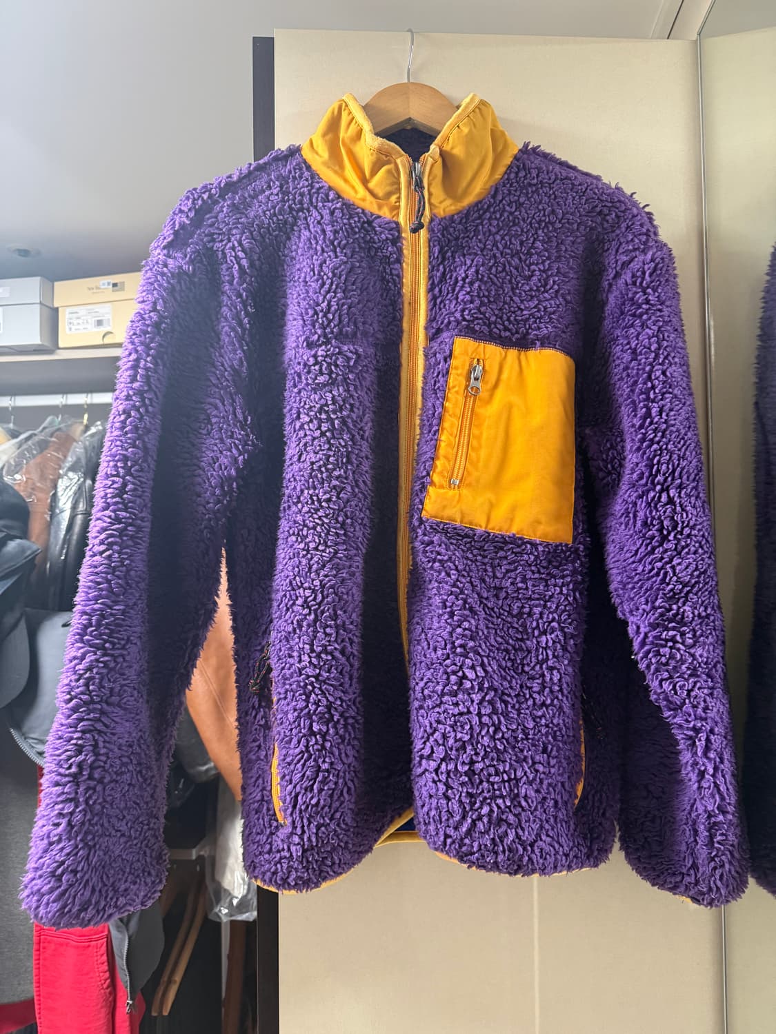 [M사이즈] 90s 피코 레트로 딥파일 후리스 보라/옐로우 상품이미지1