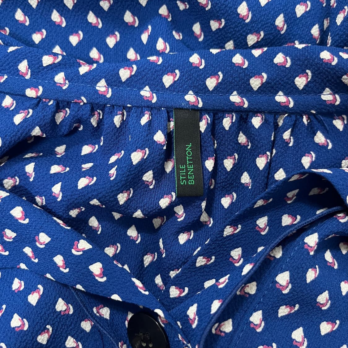 베네통 폴리 하트 패턴 카라 롱원피스 상품이미지7