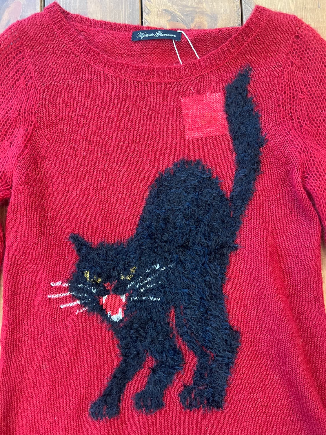 히스테릭글래머 블랙 캣 레드 매쉬 니트 상품이미지7