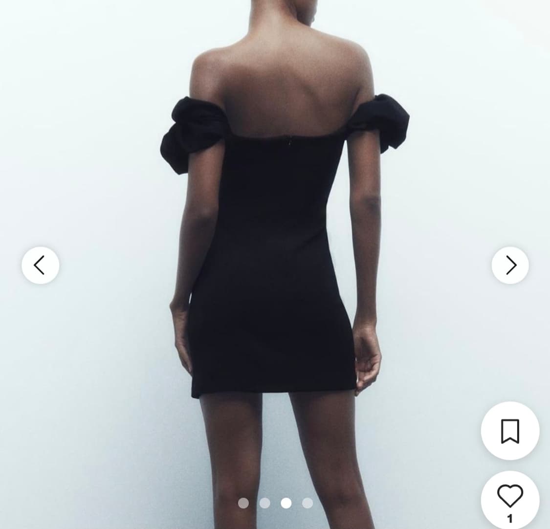 자라 퍼프 슬리브 미니 드레스 블랙 상품이미지3