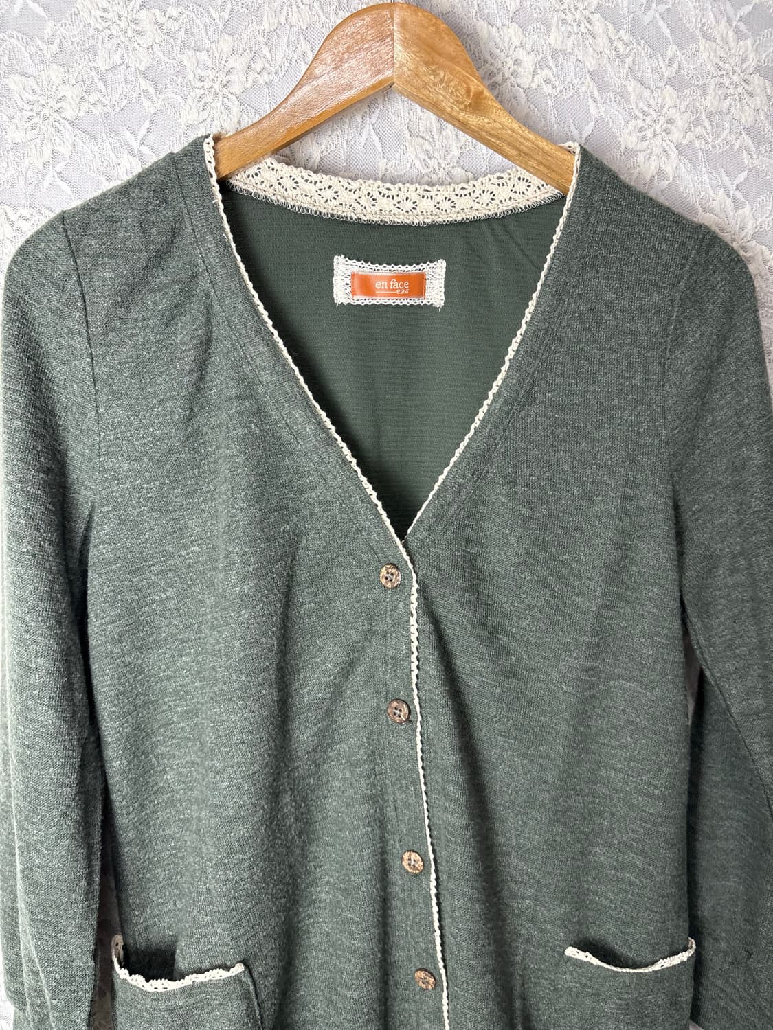 카키 크로쉐 가디건  상품이미지7