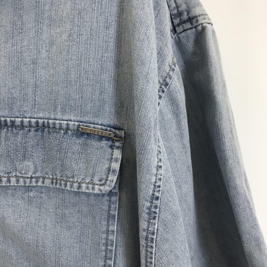 게스 GUESS 오픈카라 은장 워시드데님셔츠 [XL] 상품이미지2
