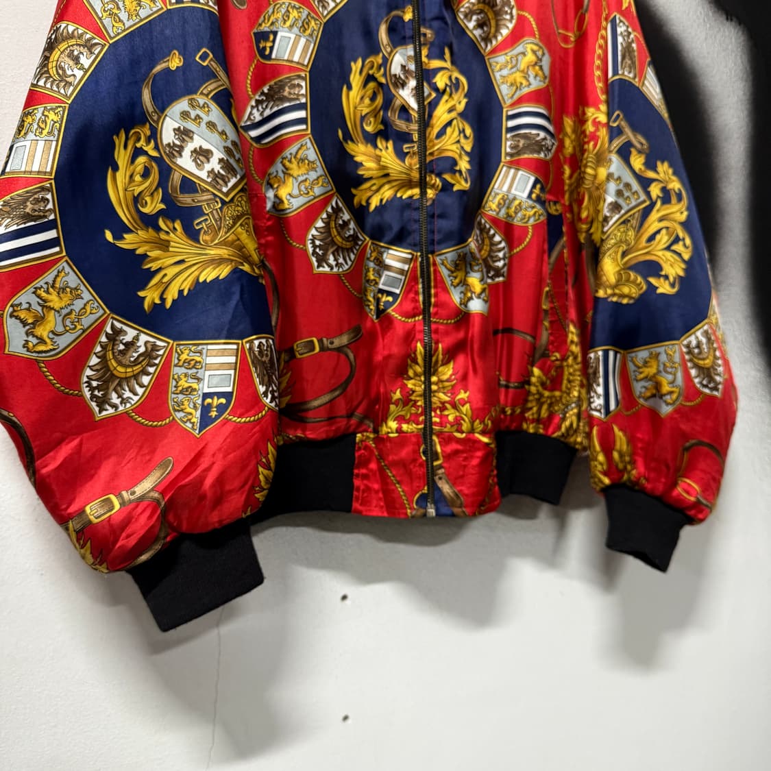 VTG 빈티지 바로크 풀 패턴 리버시블 퀼팅 봄버 자켓 상품이미지5