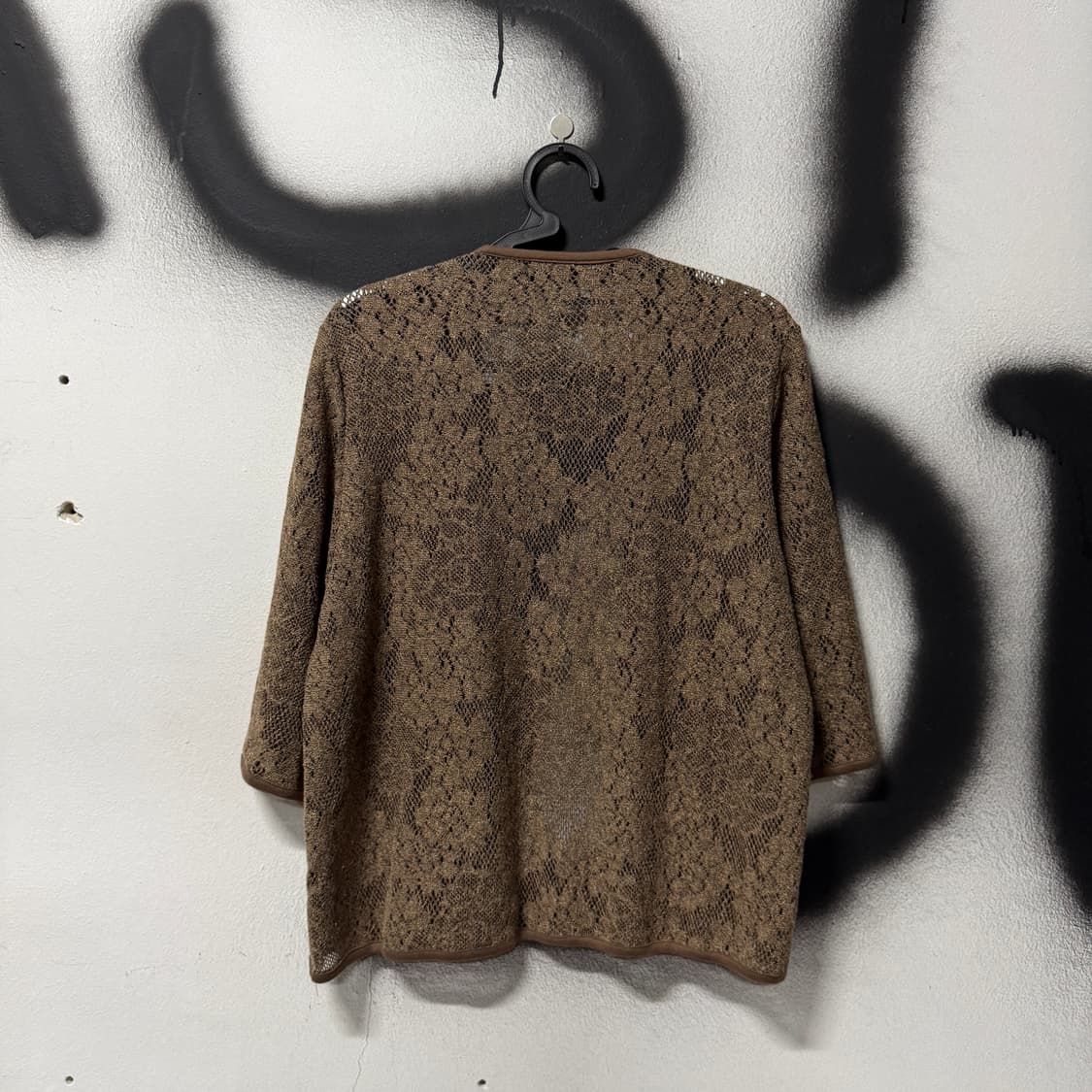VTG 빈티지 브라운 펀칭 7부 크로쉐 가디건 상품이미지2