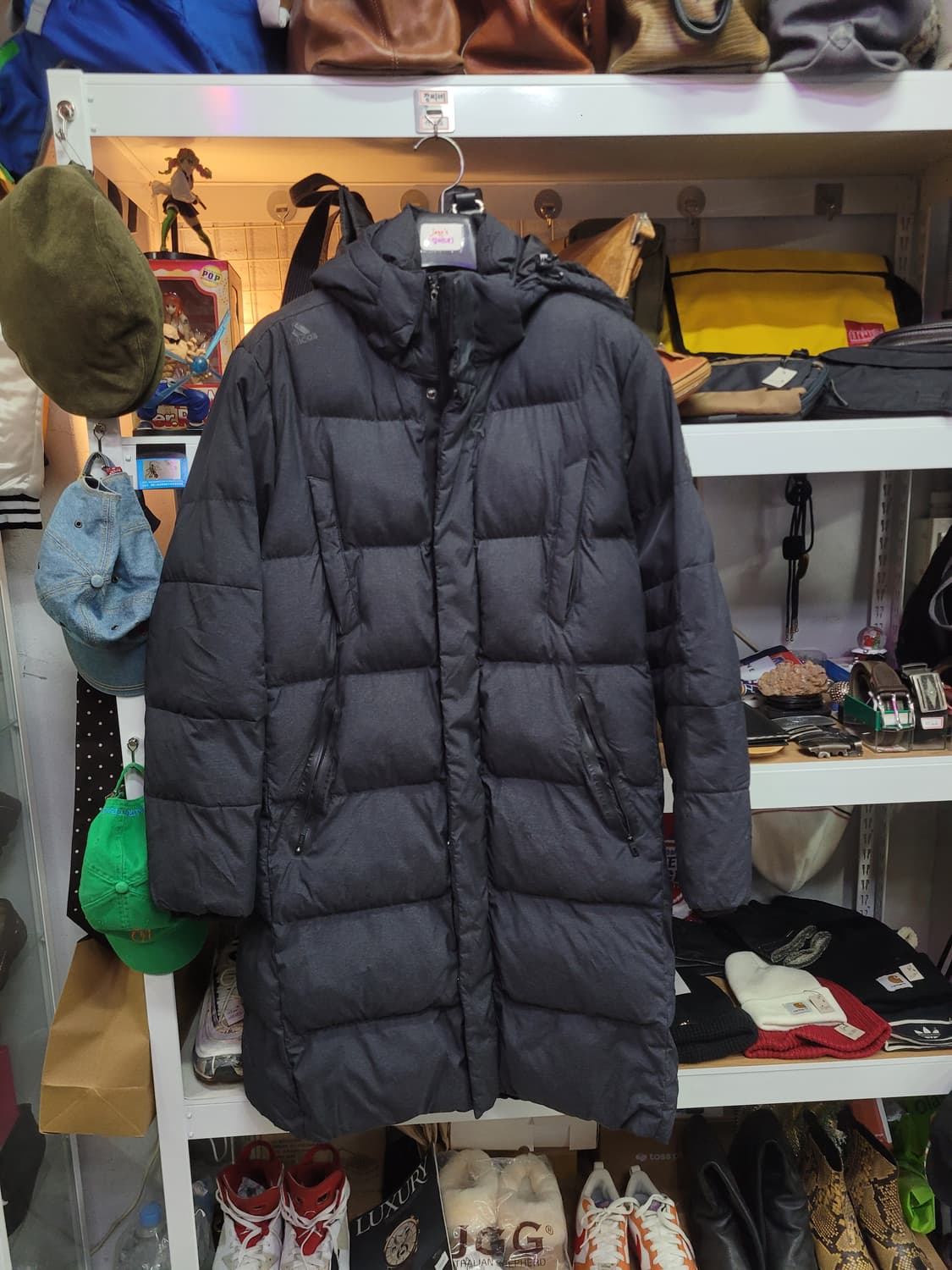 Adidas 아디다스 후드 롱패딩 그레이 (후드 분리형) 상품이미지1