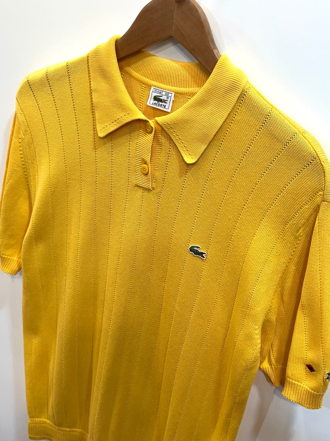 라코스테 여성 골지 반팔 니트 옐로우 상품이미지2