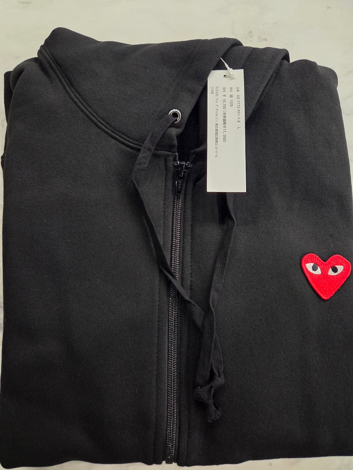 (새상품)꼼데가르송 플레이 블랙 후드집업 L, S 상품이미지2