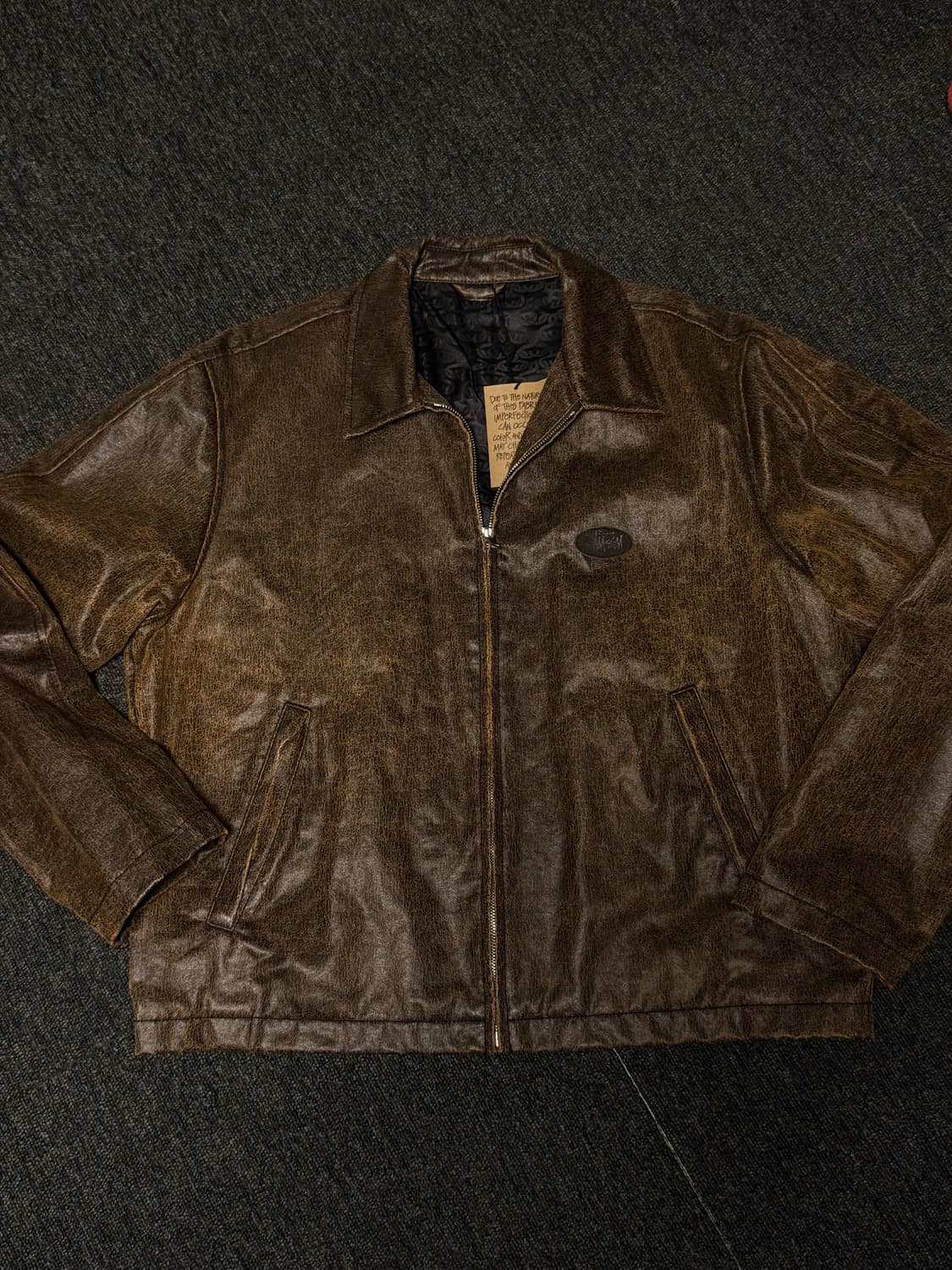 [L] 스투시 코티드 코튼 클럽 자켓 다크 브라운 상품이미지1