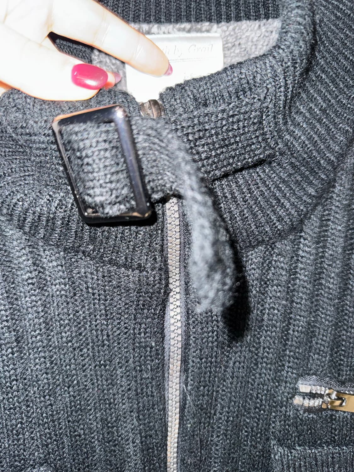 multi pocket neck buckle knit zip-up 상품이미지8