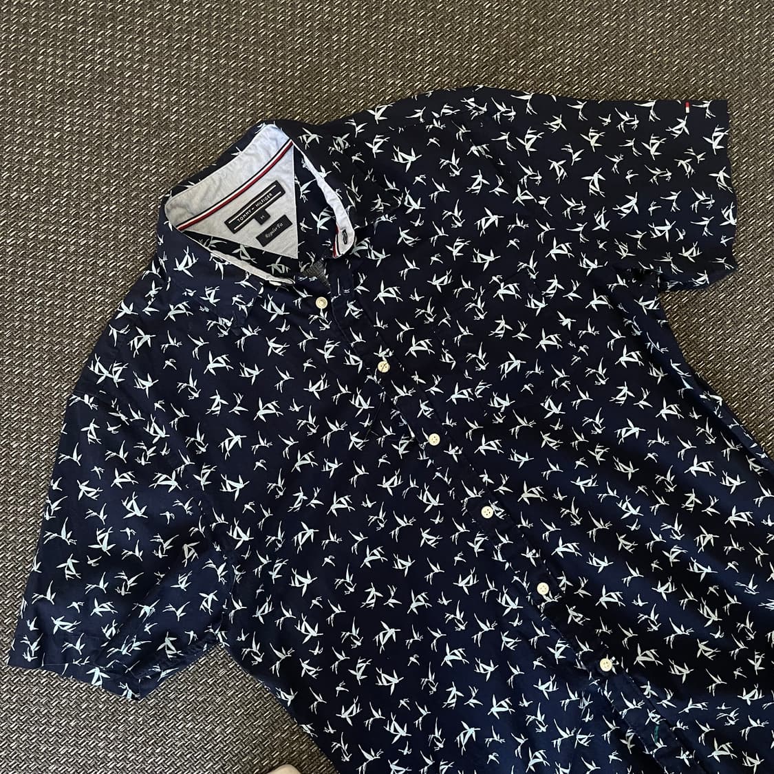 타미힐피거 네이비 대나무 패턴 반팔 셔츠 M 상품이미지3