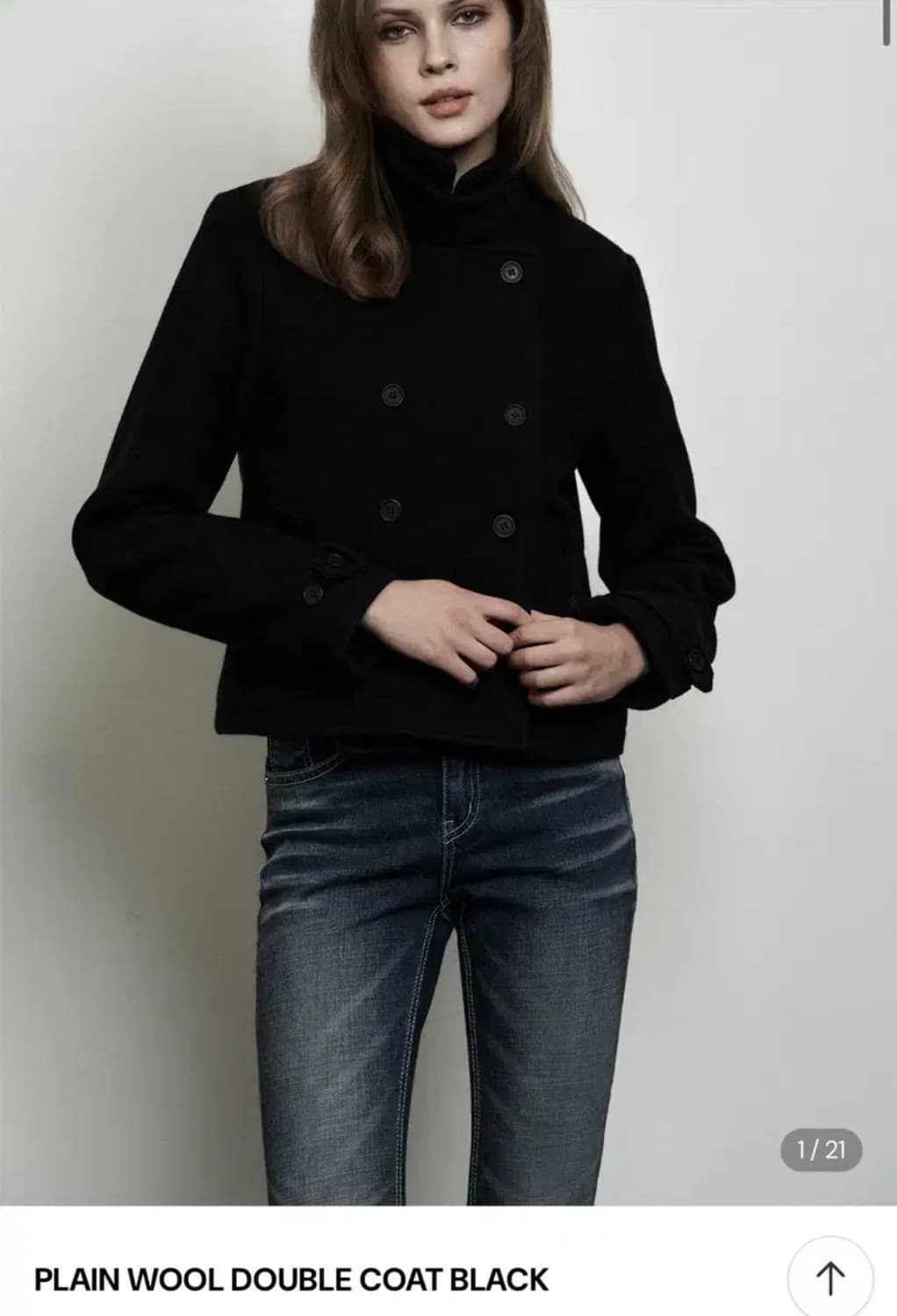 시너진 플레인 울 더블 코트 블랙 워니하우스 보헤미안서울 상품이미지1