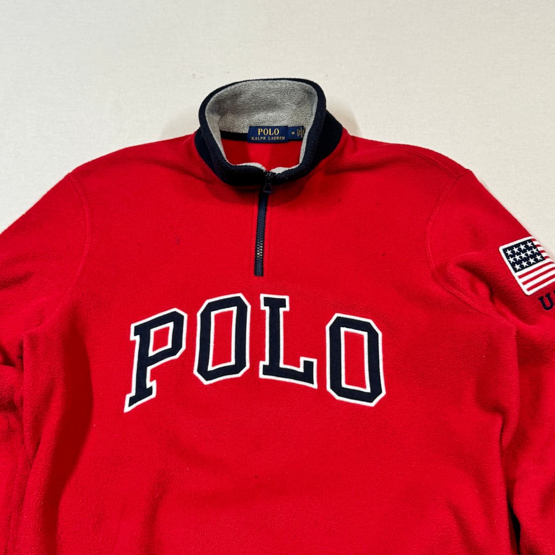 M) 폴로 랄프로렌 스펠로고 플리스 후리스 반집업 상품이미지3