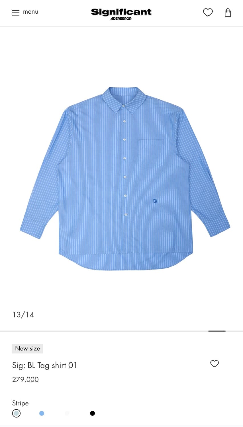 아더에러 시그니피컨트 Tag shirt 01 스트라이프 셔츠 XL 상품이미지1